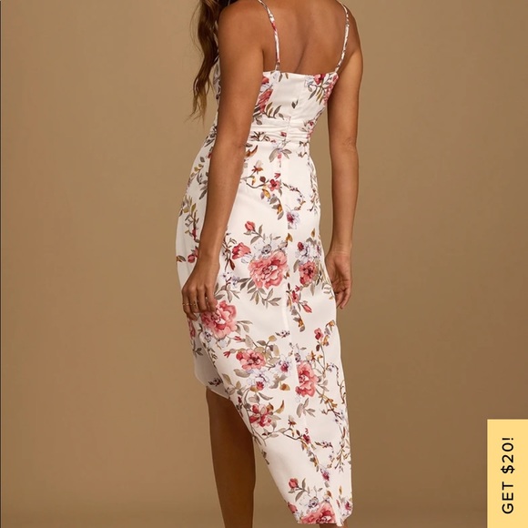 Lulu’s My Favorite Day Ivory Floral Print Tulip Skirt Midi Dress - Picture 2 of 3